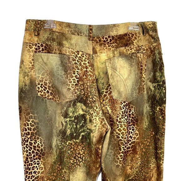 Andre Oliver Vintage Brown Animal Leopard Print Button Front Pantsuit 10 - Picture 8 of 11